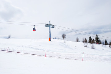 ski resort Goderdzi, Georgia. mountains are covered with snow.  - Image