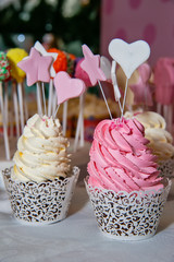 Cupcake with stars and hart  on stick
