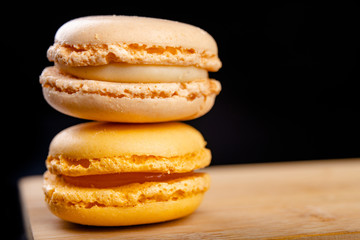 Tasty cookies on the kitchen table. Sweet dessert prepared to eat.