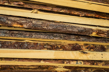 Not edging board in stacks in an industrial landscape