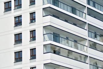 Fototapeta premium Modern european complex of apartment buildings. Fragment of a modern residential apartment building.