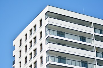 Modern european complex of apartment buildings. Fragment of a modern residential apartment building.