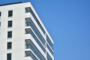 Modern european complex of apartment buildings. Fragment of a modern residential apartment building.