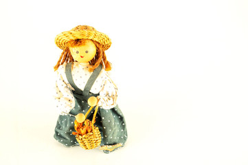 Pierrot toy doll on white background