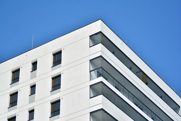 Modern european complex of apartment buildings. Fragment of a modern residential apartment building.