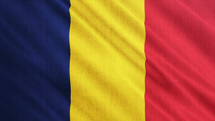 Obraz premium Chad flag is waving 3D illustration. Symbol of Chadian national on fabric cloth 3D rendering in full perspective.