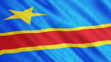 Republic of Congo flag is waving 3D illustration. Symbol of Congo an national on fabric cloth 3D rendering in full perspective.