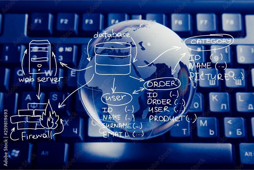 Aufkleber notebook with globe on background, internet concept