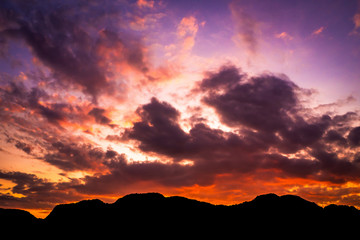 landscape of sunset , sky in Twilight time  in Thailand
