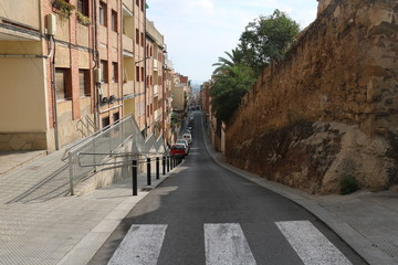Long Downhill road in Barcelona Spain 
