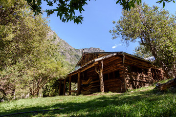 Fototapeta na wymiar Scene view of a remote shelter in andes mountains, Patagonia, Argentina