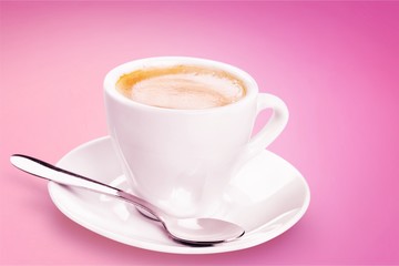 Black coffee in white cup isolated on  background