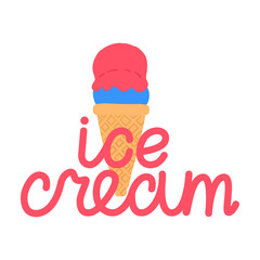 Icecream flat with text lettering ice cream