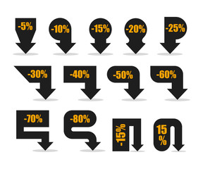 Collection arrow with price percent discount icon