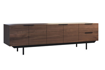 Wooden sideboard with retractable shelves. 3d render