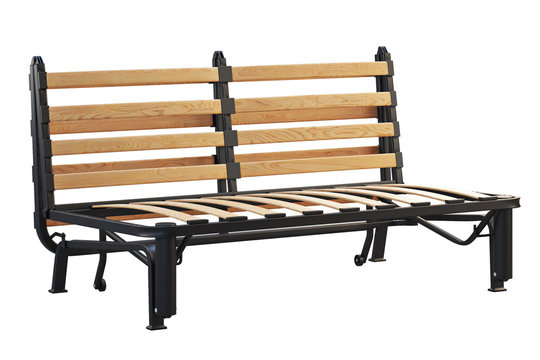 Scandinavian double folding bed frame. 3d render