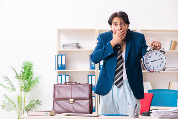 Employee coming to work straight from bed