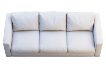 Fototapeta na wymiar Modern beige fabric sofa with colored pillows. 3d render