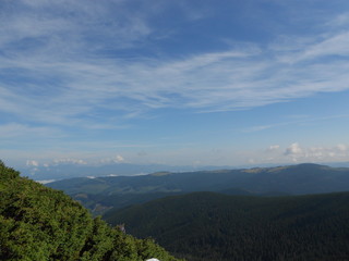 Fototapeta premium view of mountains and blue sky