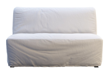 Fototapeta na wymiar Scandinavian textile folding sofa bed. 3d render