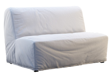 Scandinavian textile folding sofa bed. 3d render