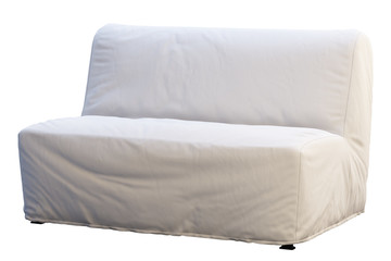 Scandinavian textile folding sofa bed. 3d render