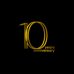 10 Years Anniversary Gold Black Vector Template Design Illustration