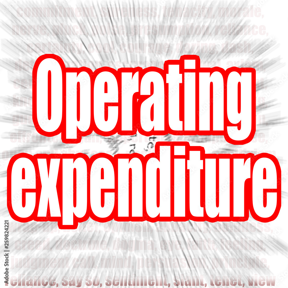 Poster operating expenditure word with zoom in effect