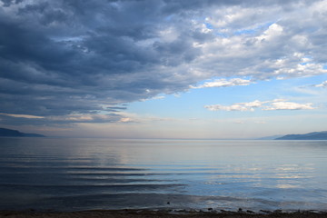 sunset over the lake baikal