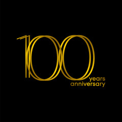 100 Years Anniversary Gold Black Vector Template Design Illustration
