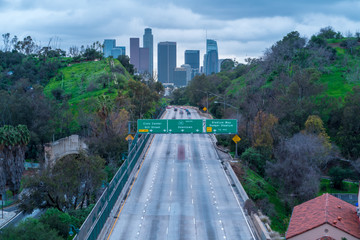 Los Angeles Highway view downtown skyline cityscape