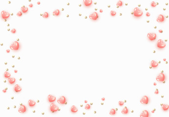 Background with pink hearts and round beads.