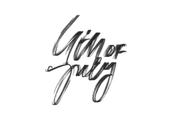Hand writing calligraphy lettering Independence Day USA.