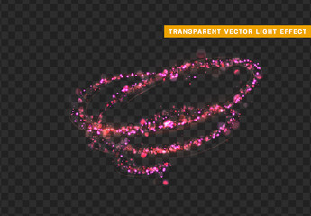 Magic light effect. Stardust pink glitter.