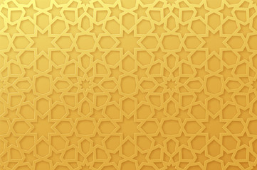 Arabic pattern background. Islamic gold ornament vector.