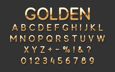 Luxury Golden font. Elegant delicate gold letters and numbers