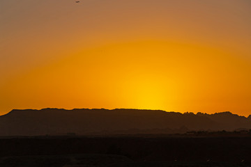 Sharm El Sheikh, sunset, outskirts of the city. Egypt. Mountains of the Sinai Peninsula.