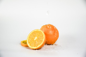 Fototapeta na wymiar Fresh orange fruit isolated on white background