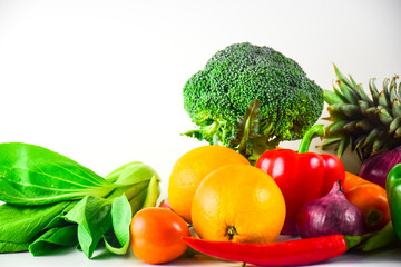 Fresh vegetables and fruits background