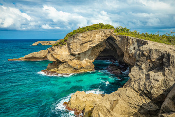 Aerial view of Cueva del Indio. Rock formation. Hatillo. Puerto Rico. 