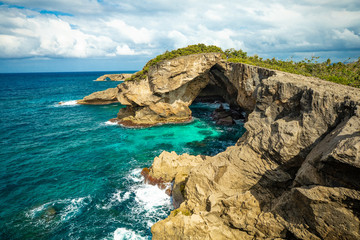 Fototapeta na wymiar Aerial view of Cueva del Indio. Rock formation. Hatillo. Puerto Rico. 