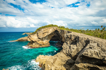 Aerial view of Cueva del Indio. Rock formation. Hatillo. Puerto Rico. 