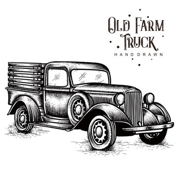 Old Farm Truck hand drawn