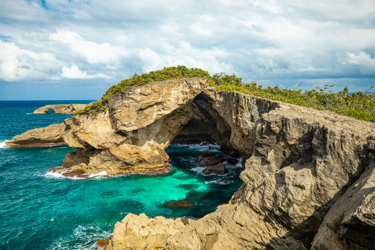 Aerial view of Cueva del Indio. Rock formation. Hatillo. Puerto Rico. 