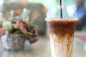 cold iced coffee drink in cafe