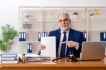 Aged lawyer working in the courthouse  