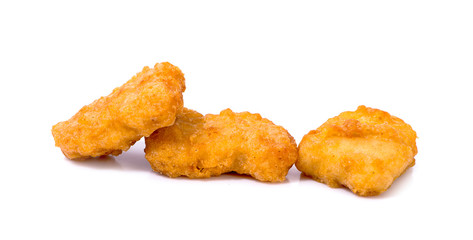 Fried chicken nuggets isolated on white background