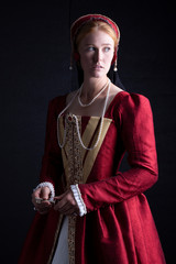 Tudor woman in red dress