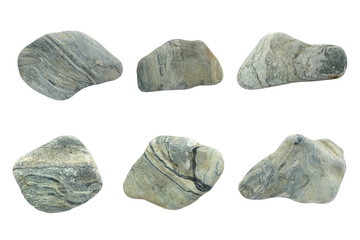 set of natural stone isolated on white background