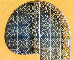 Metal grill on the front door